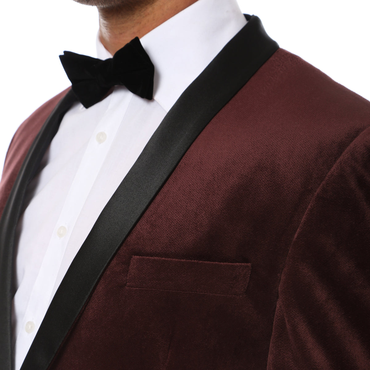 Ferrecci Men's Enzo Burgundy Velvet Slim Fit Shawl Lapel Tuxedo Blazer