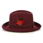 Ferrecci Burgundy Wool Felt Godfather Fedora Hat
