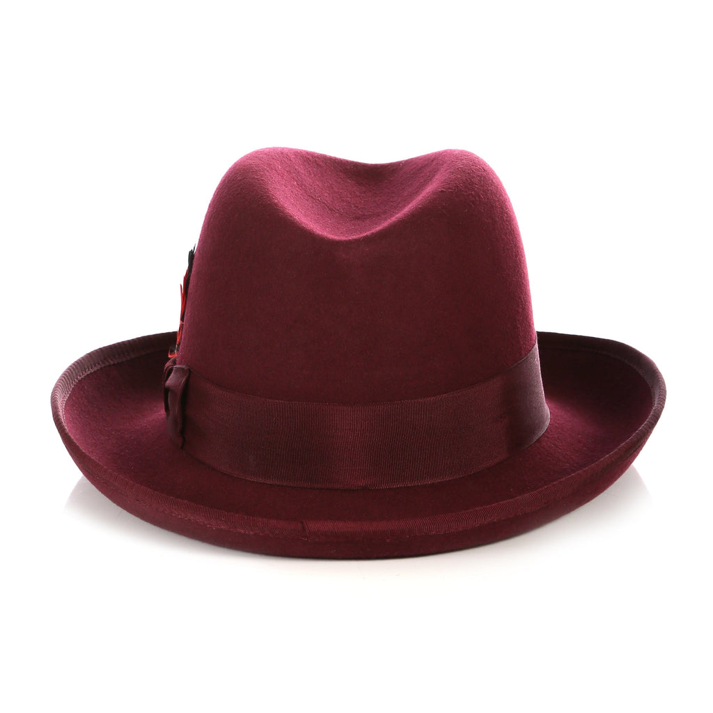Ferrecci Burgundy Wool Felt Godfather Fedora Hat