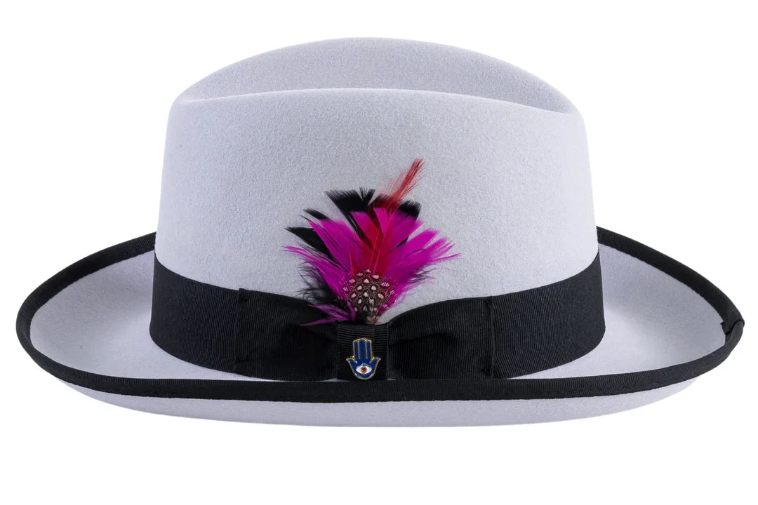 Ferrecci Grey & Black Australian Fur Felt Godfather Hat