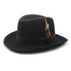Ferrecci Black Wool Felt Godfather Fedora Hat