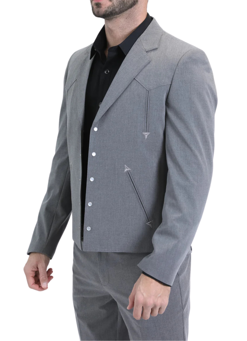 Men's Western Suit 2-Piece Set – Grey | Western Yoke | Ferrecci