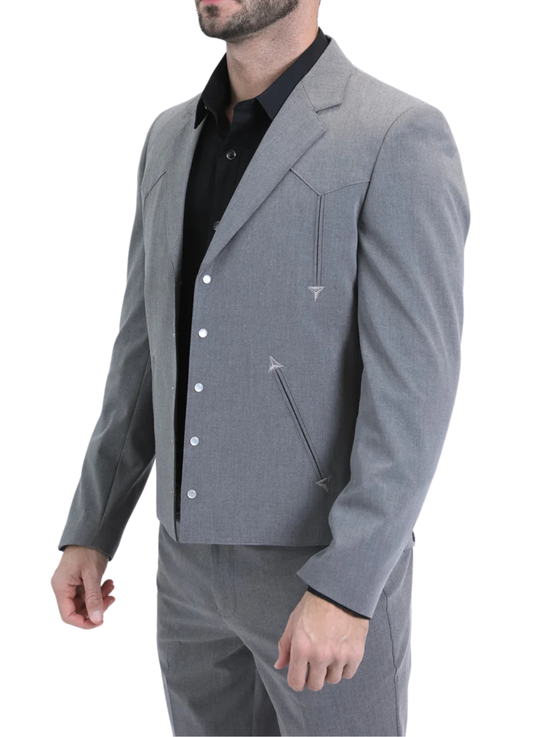 Men's Western Suit 2-Piece Set – Grey | Western Yoke | Ferrecci