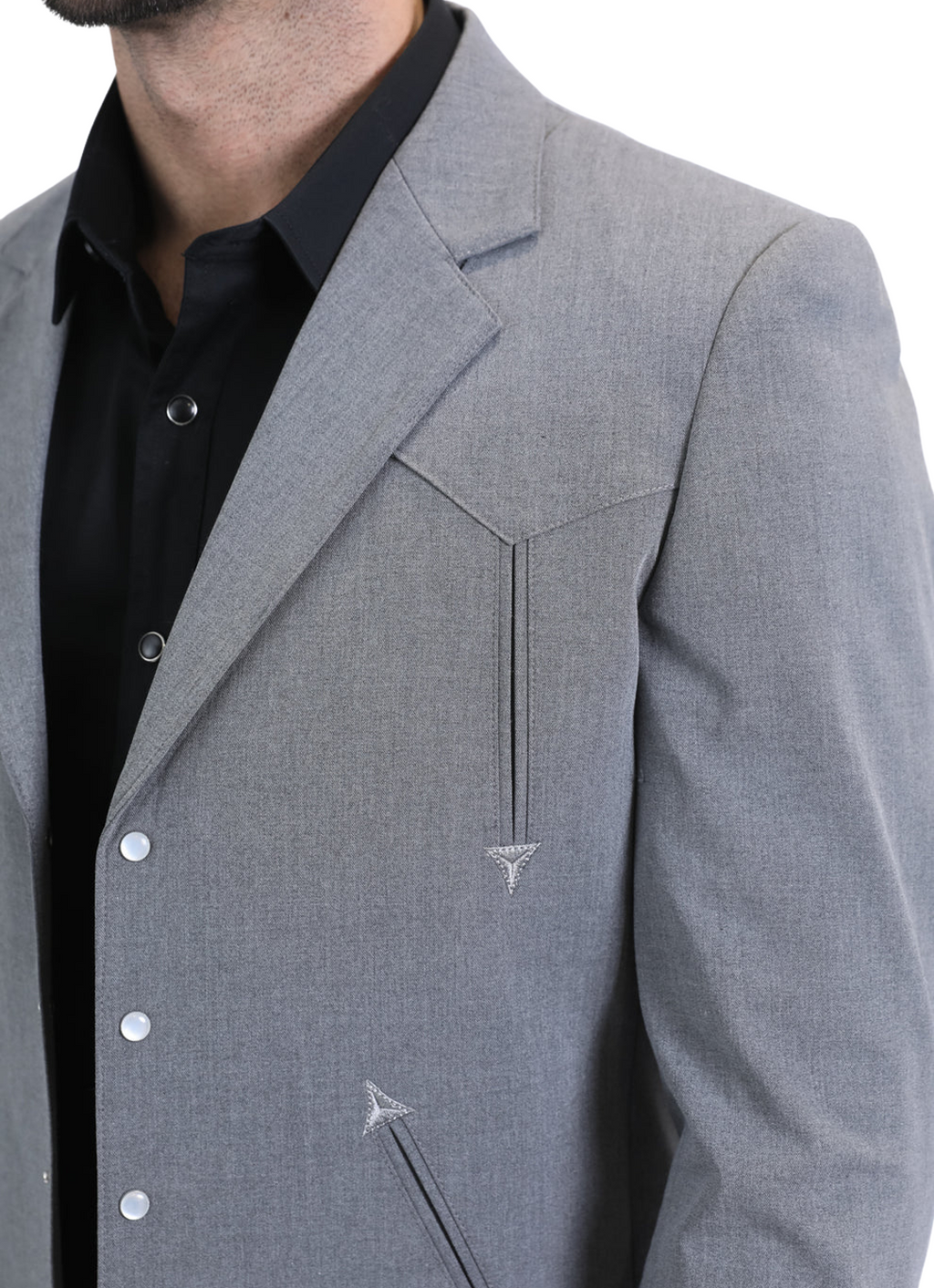 Men's Western Suit 2-Piece Set – Grey | Western Yoke | Ferrecci