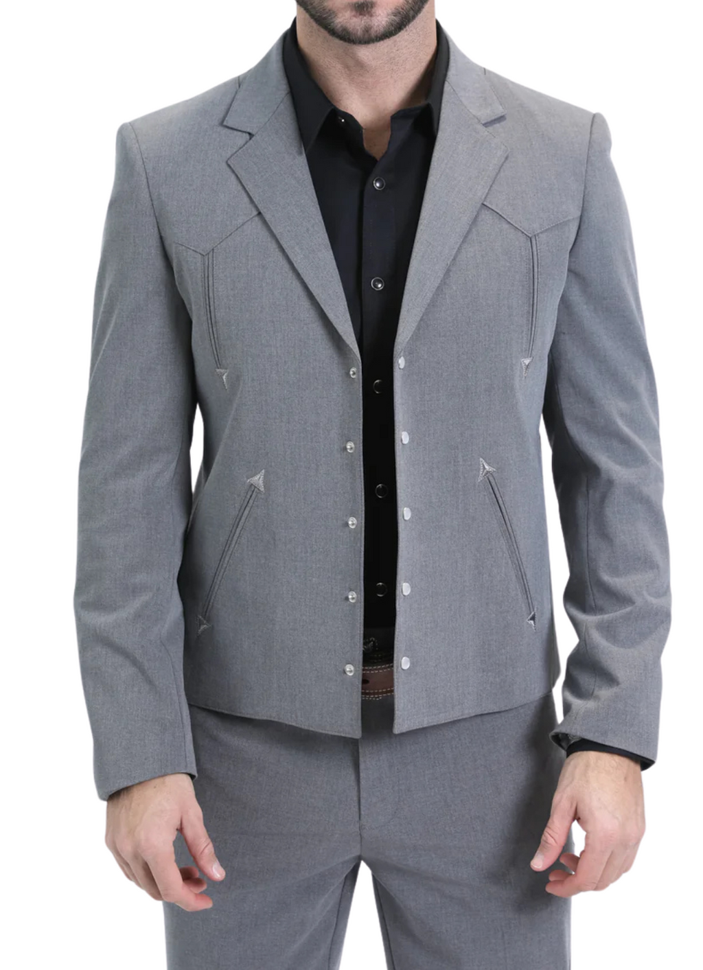 Men's Western Suit 2-Piece Set – Grey | Western Yoke | Ferrecci