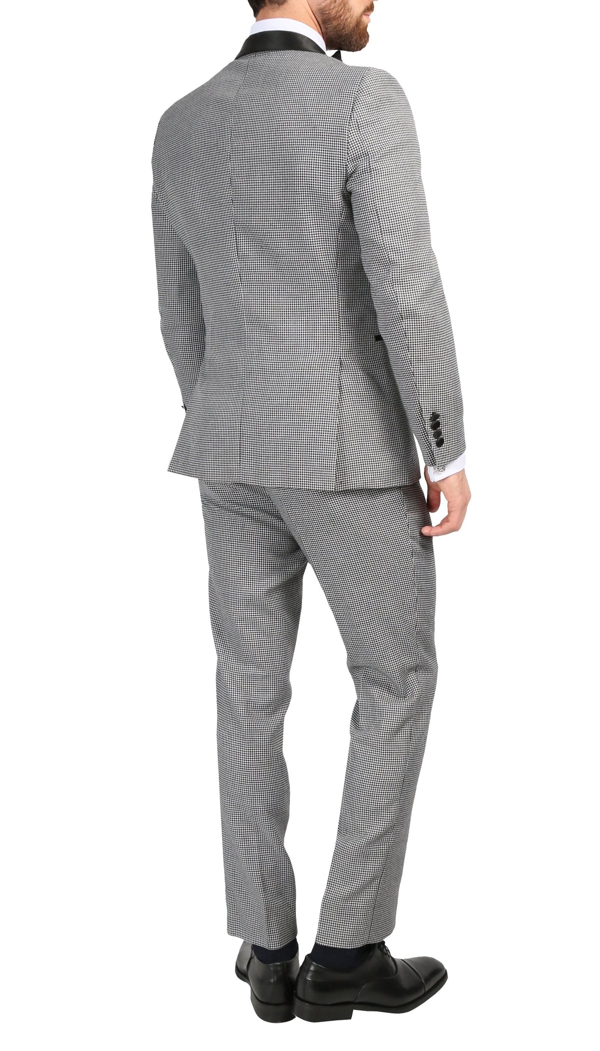 Men's Hilton Skinny Slim Fit Houndstooth Shawl Lapel 2pc Tuxedo