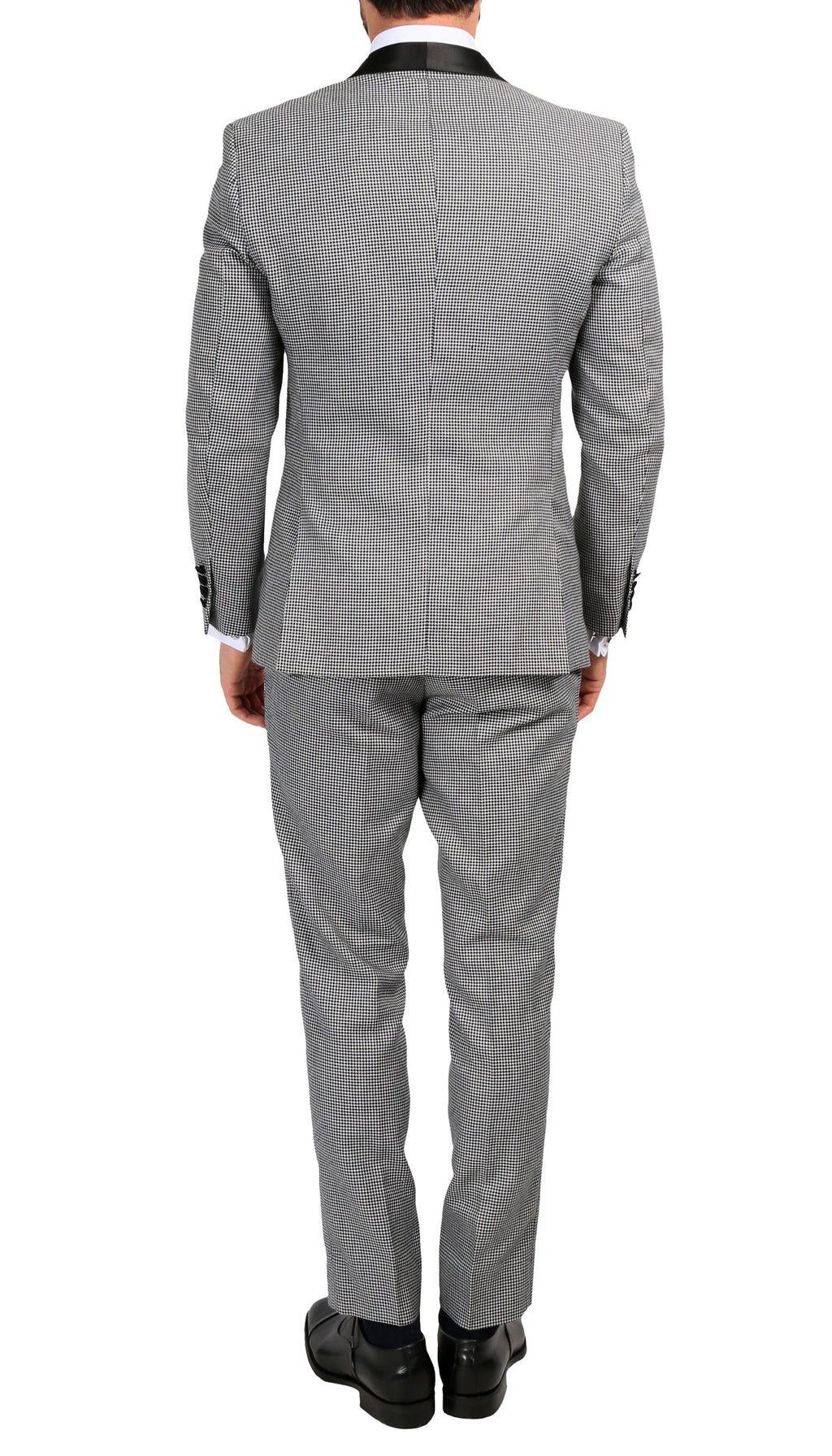 Men's Hilton Skinny Slim Fit Houndstooth Shawl Lapel 2pc Tuxedo