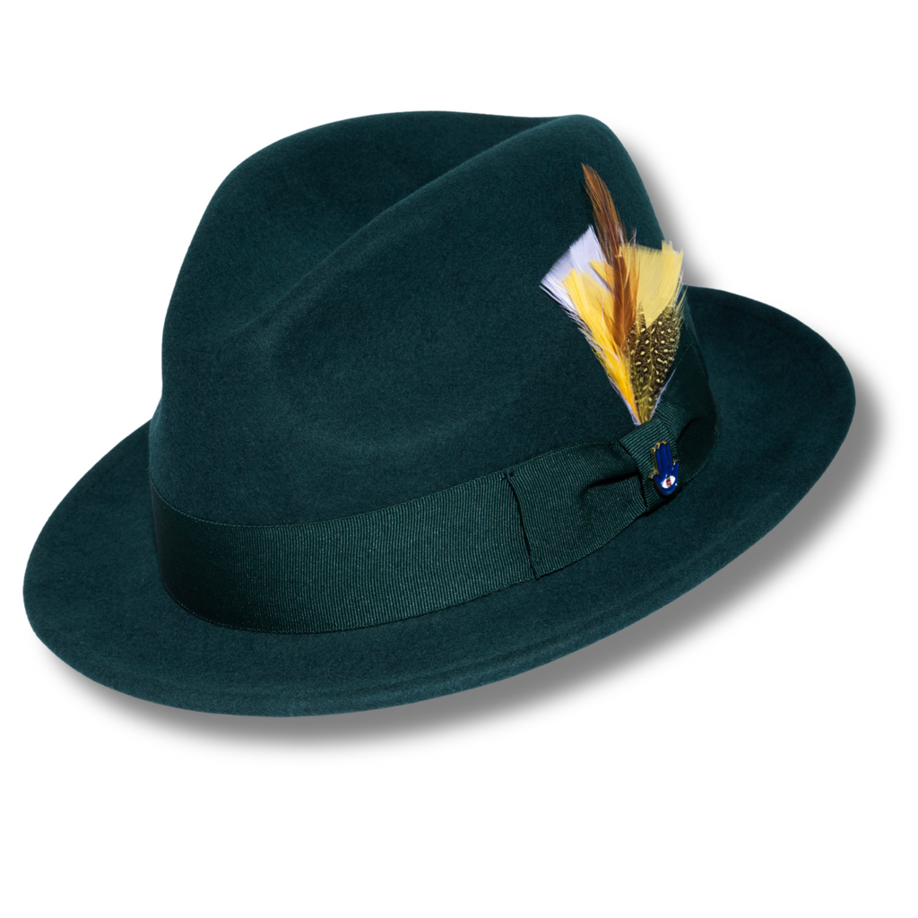 Ferrecci Brooks Soft 100% Australian Wool Felt Body With Removable Feather Hunter Green