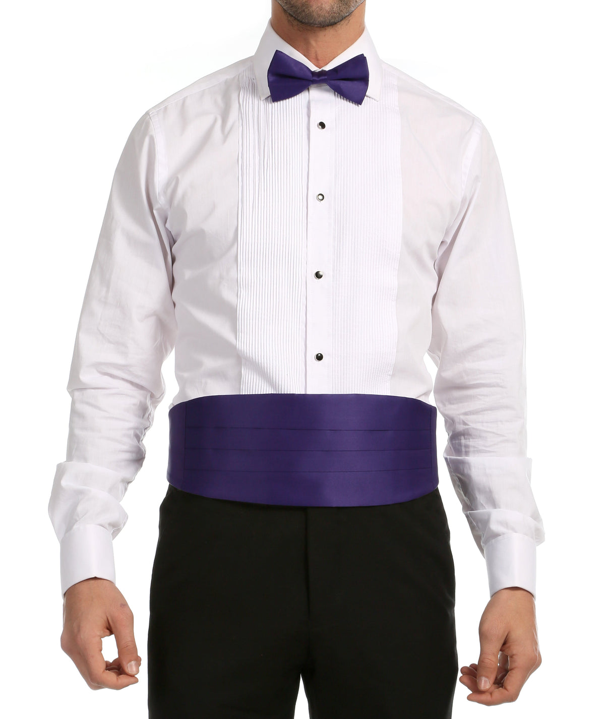 Men's Purple Satin Cummerbund & Bow Tie Set – Adjustable Tuxedo Set