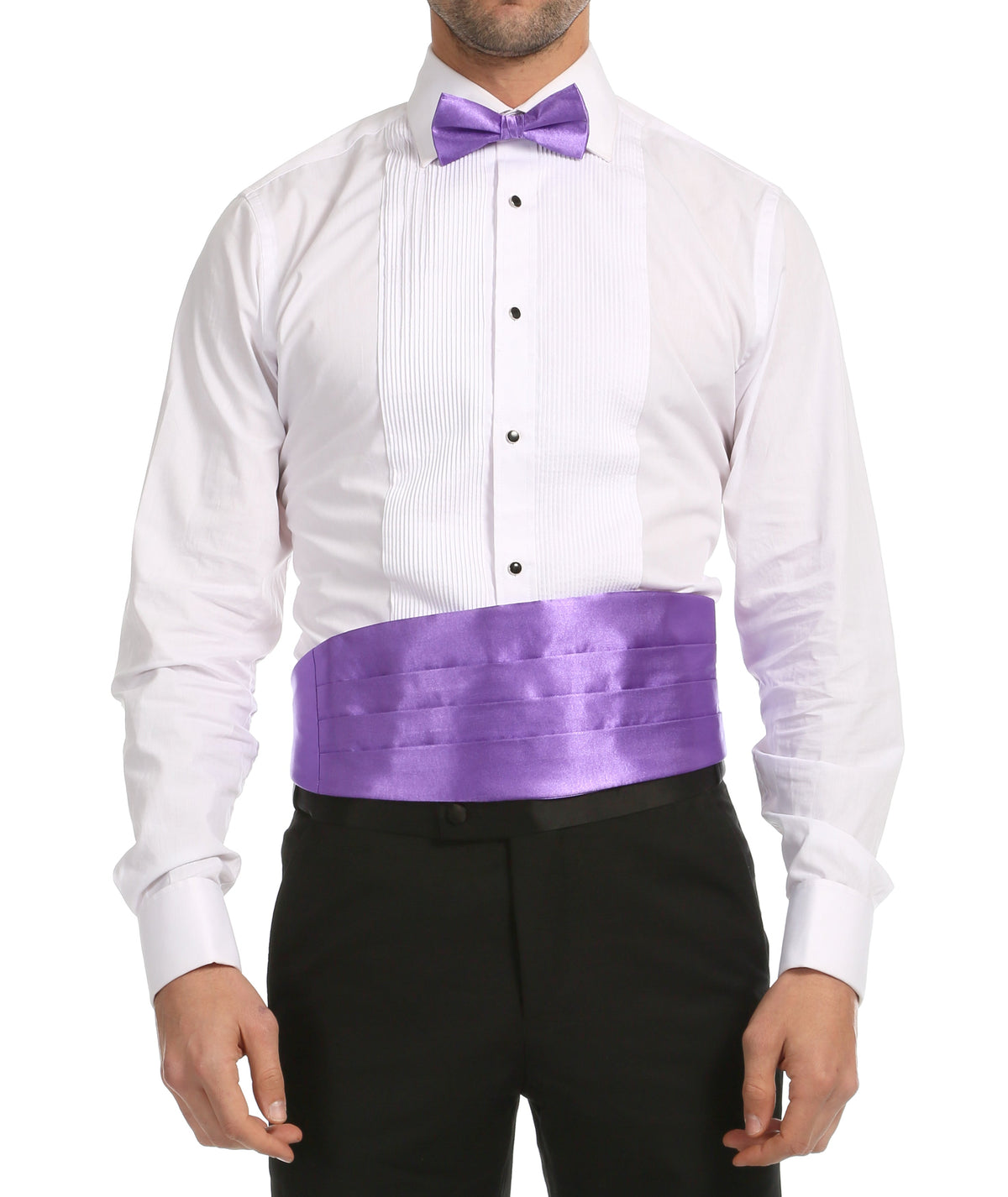 Men's Lilac Satin Cummerbund & Bow Tie Set – Adjustable Tuxedo Set
