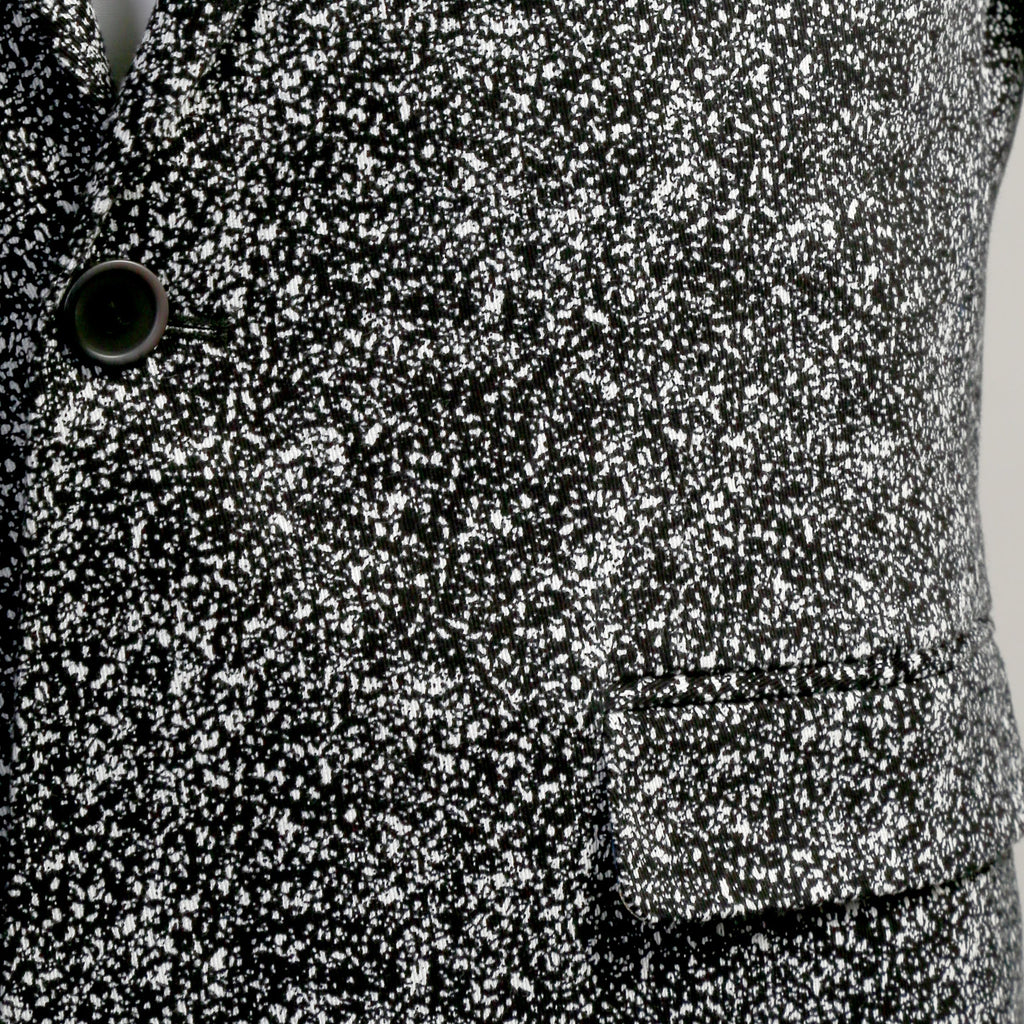 Chicago Slim Fit Black & White Spotted Notch Lapel Suit