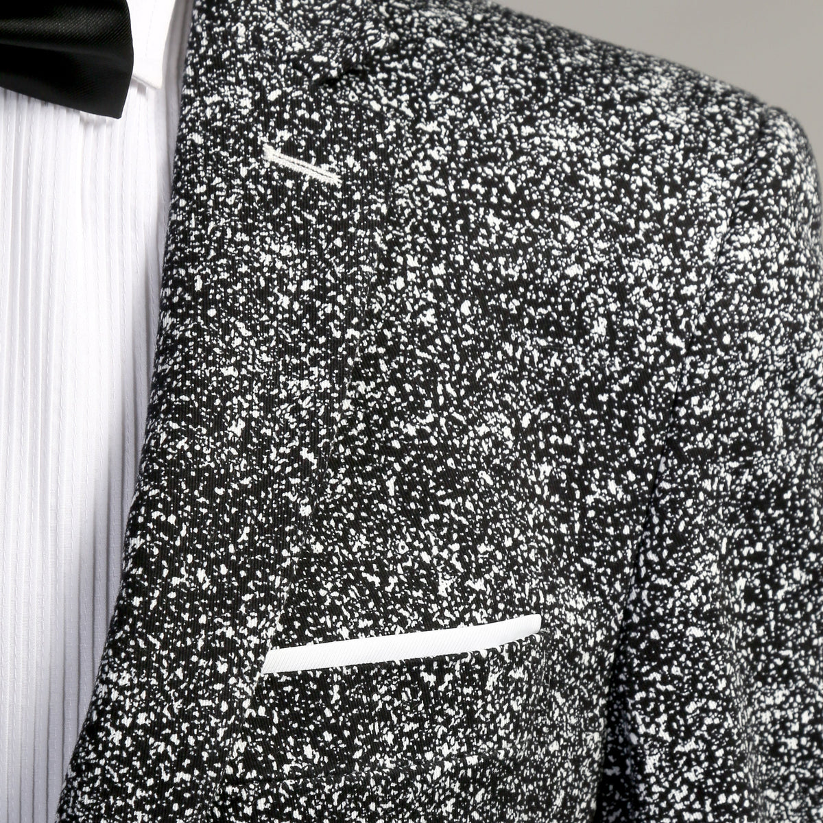 Chicago Slim Fit Black & White Spotted Notch Lapel Suit