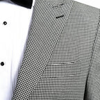 Stanford Men's Black & White Houndstooth Suit — Slim Fit 2 Piece Peak Lapel