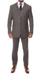 Lazio Charcoal 3pc Vested Slim Fit Plaid Suit