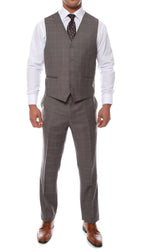 Lazio Charcoal 3pc Vested Slim Fit Plaid Suit