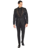 Men's Midnight Black Shawl Collar Tuxedo 1 Button 2 Vent Slim Fit Blazer