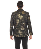 Men's Midnight Gold Shawl Collar Tuxedo 1 Button 2 Vent Slim Fit Blazer