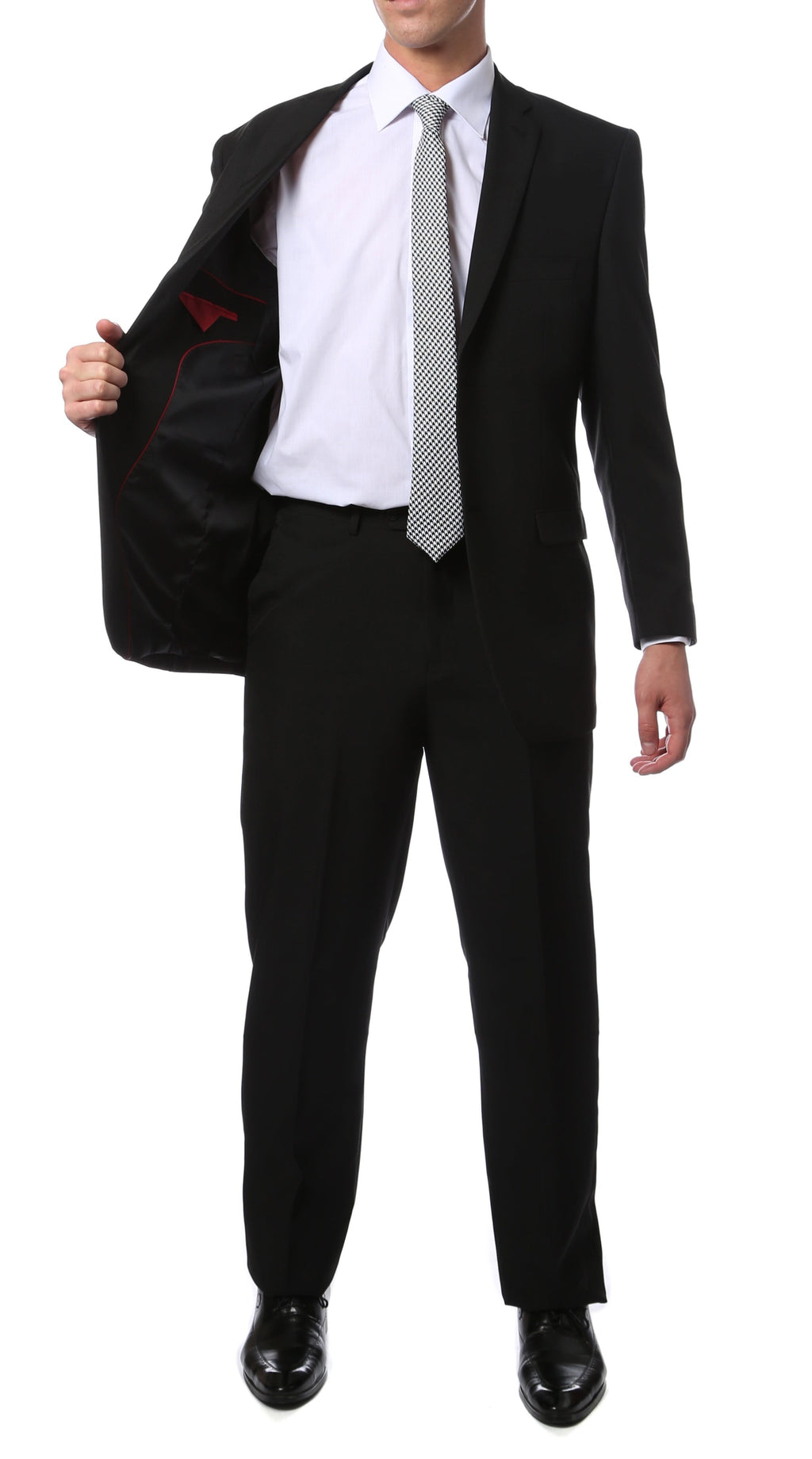 Ferrecci - MM101 Men's Black Regular Fit 2 Piece Suit Set