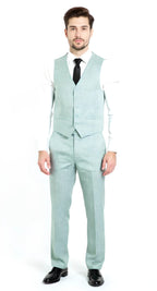 Slim Fit Two Button 3-Piece Sharkskin Business Suit – Moss Green