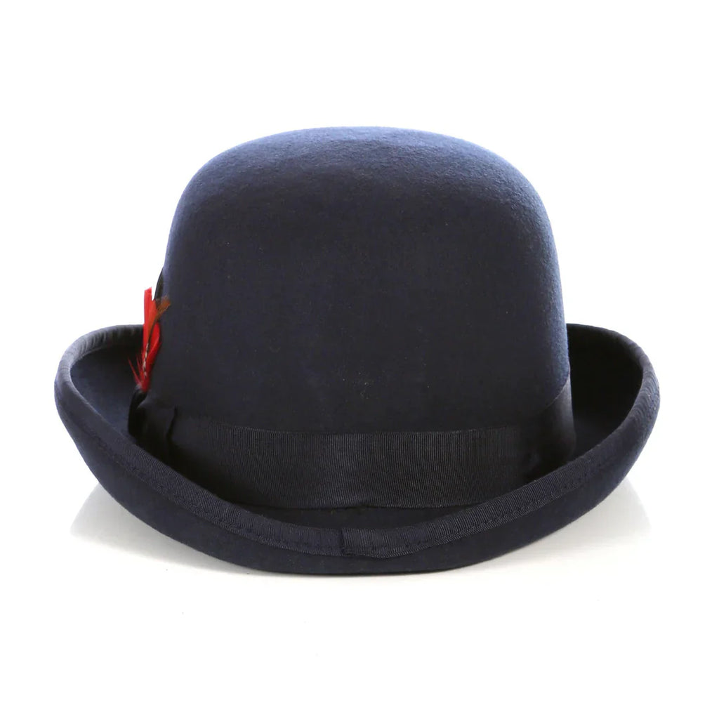 Premium Wool Navy Blue Derby Bowler Hat