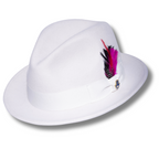 Trilby Soft 100% Australian Wool Felt Body With Removable Feather White Great For Travel.