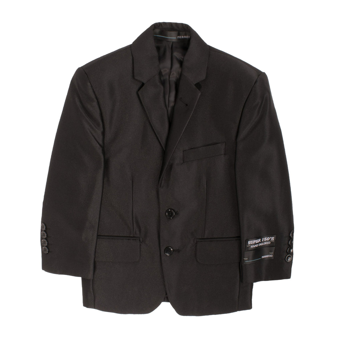 Ferrecci Boys Black Sharkskin 3-Piece Vested Suit – Formal Kids Suit