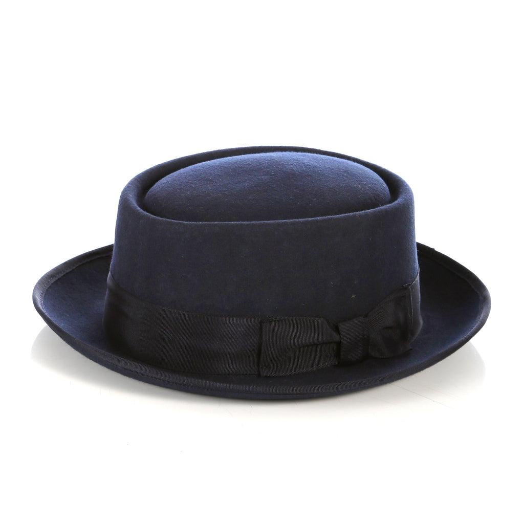 Navy Pork Pie Hat - Wool