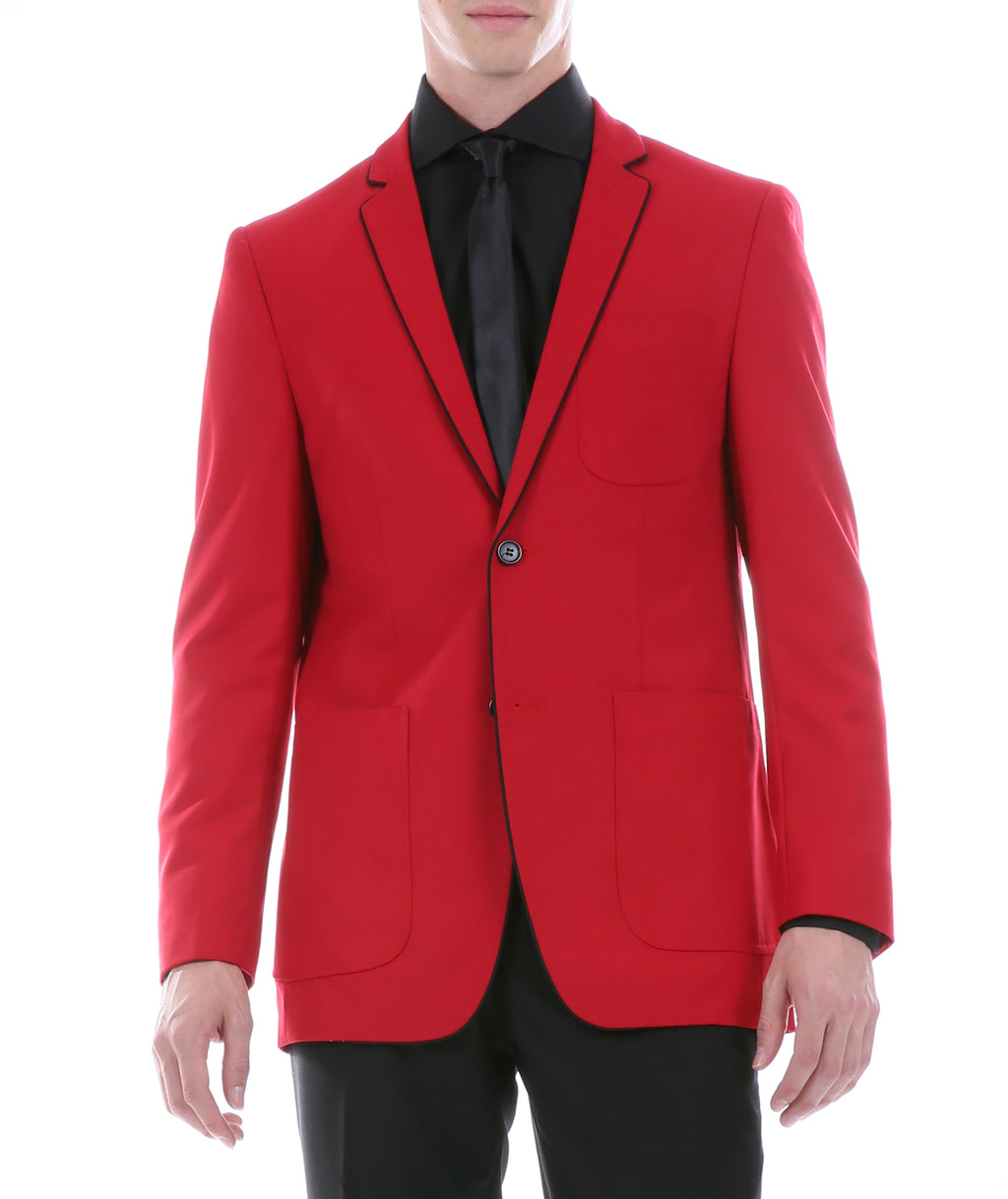 Mens Porter Red Slim Fit Blazer