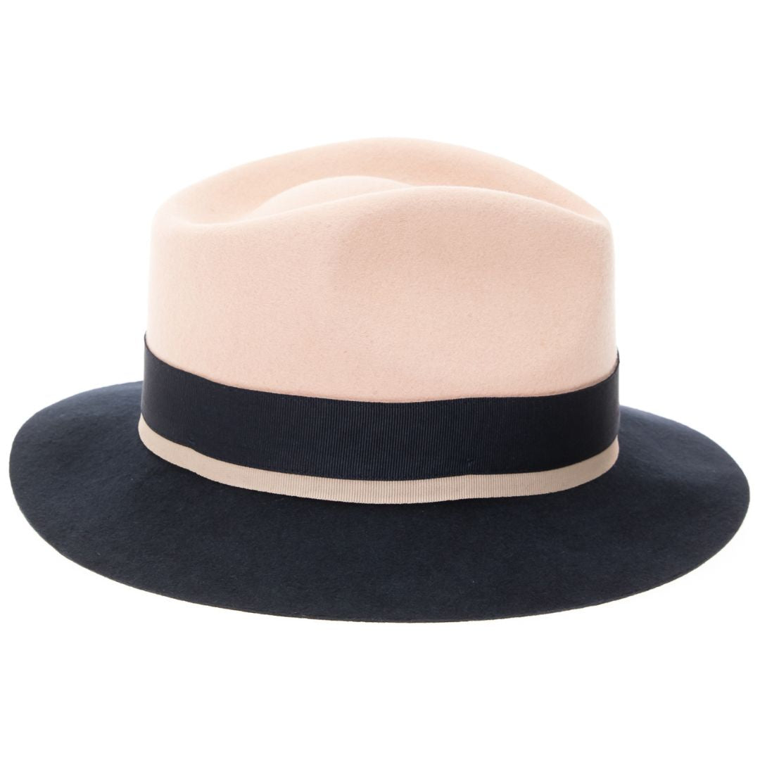 Puck Trilby Ferrecci Two Tone White Crown & Navy Brim Trilby Hat