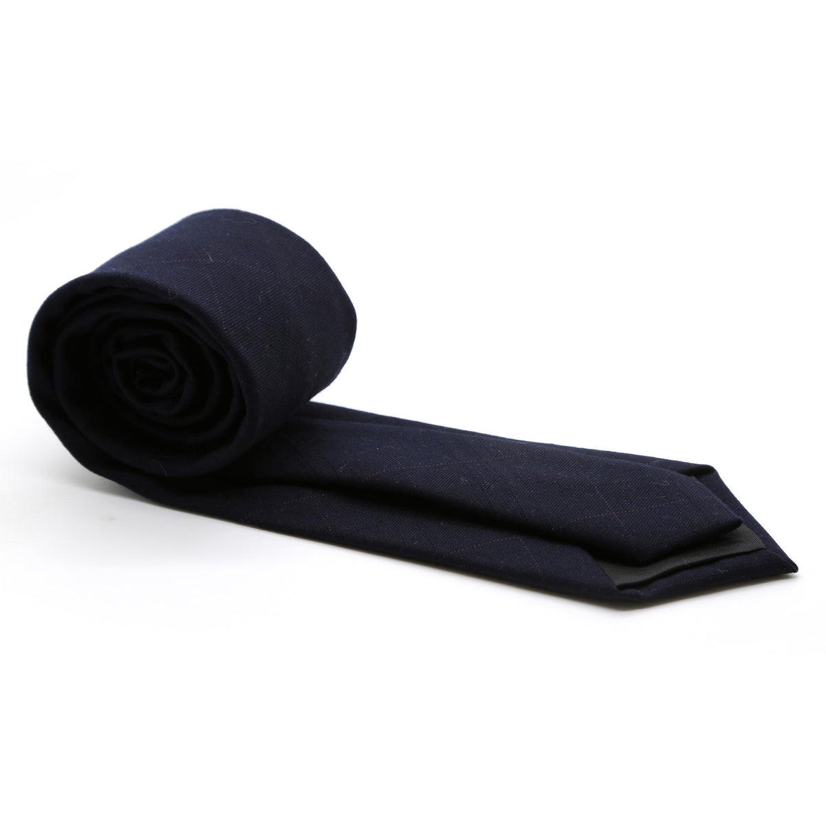 Slim Navy Blue and Burgundy Plaid Neckties & Handkerchief