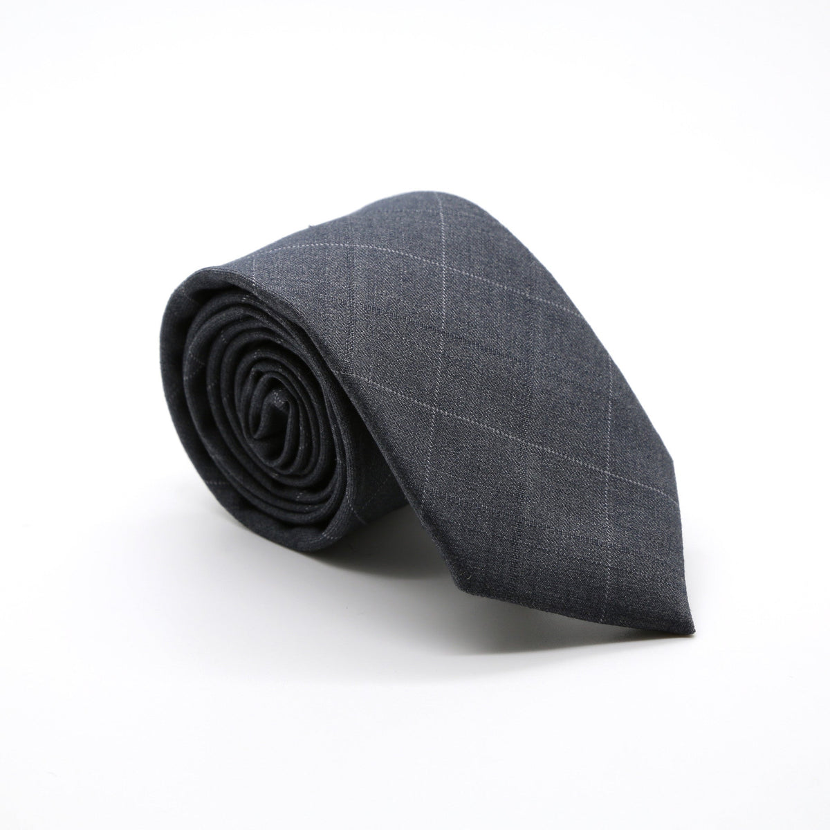 Slim Grey Plaid Neckties & Handkerchief