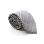Slim Grey and Lavender Plaid Neckties & Handkerchief