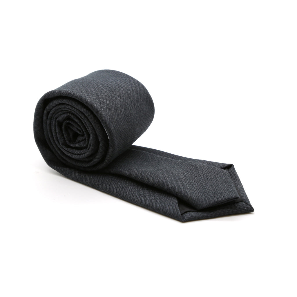 Slim Tone on Tone Charcoal Plaid Necktie & Handkerchief
