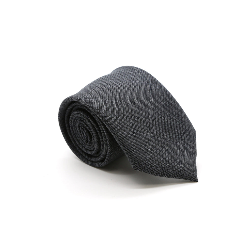 Slim Plaid Grey and Blue Necktie & Handkerchief