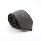 Slim Charcoal & Grey With Hint Of Lavender Plaid Neckties & Handkerchief
