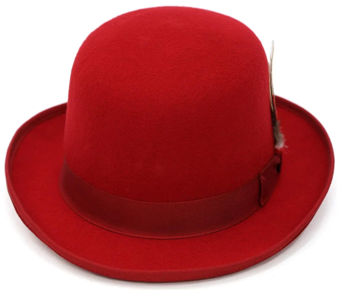 Ferrecci Premium Wool Red Derby Bowler Hat