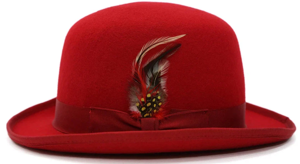 Ferrecci Premium Wool Red Derby Bowler Hat