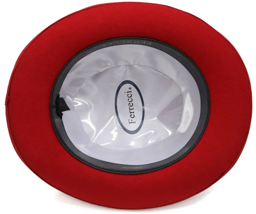 Ferrecci Premium Wool Red Derby Bowler Hat