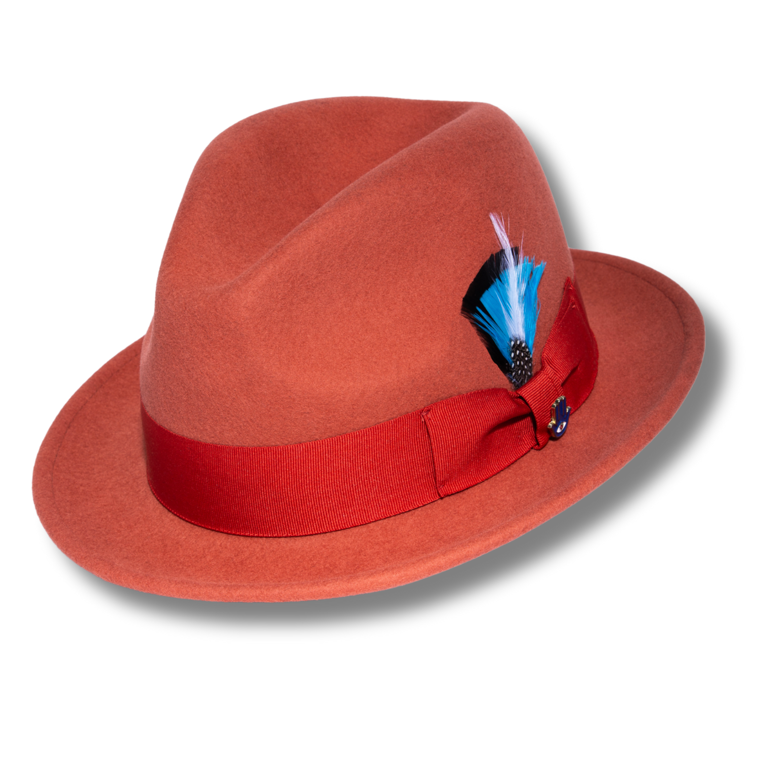 Ferrecci Brooks Soft 100% Australian Wool Felt Body with Removable Feather rust hat Great for Travel