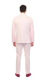 Men's Pink Premium Cotton Slim Fit Seersucker 2 Piece Suit Set
