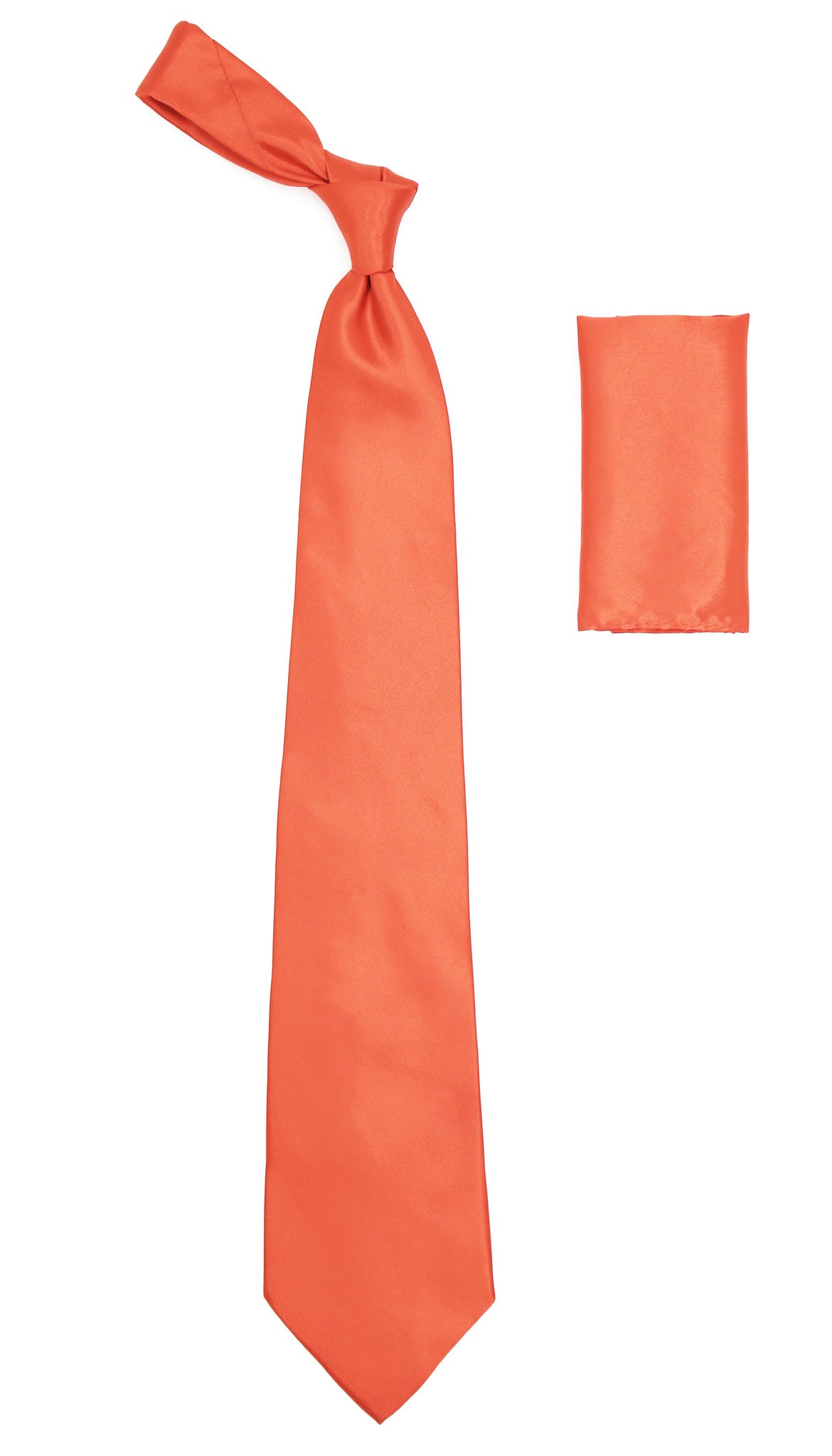 Coral Satin Regular Fit Dress Shirt, Tie & Hanky Set