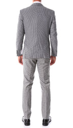 Stanford Men's Black & White Houndstooth Suit — Slim Fit 2 Piece Peak Lapel