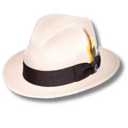 Ferrecci Brooks Trilby Soft 100% Australian Wool Felt Body with Removable Feather Tan Brown Hat