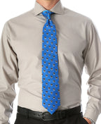 Cow Blue Necktie with Handkerchief Set
