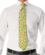 Flamingo Lime Green Necktie with Handkerchief Set