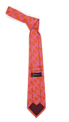 Red Orange Polkadot Stripe Necktie with Handkerchief Set