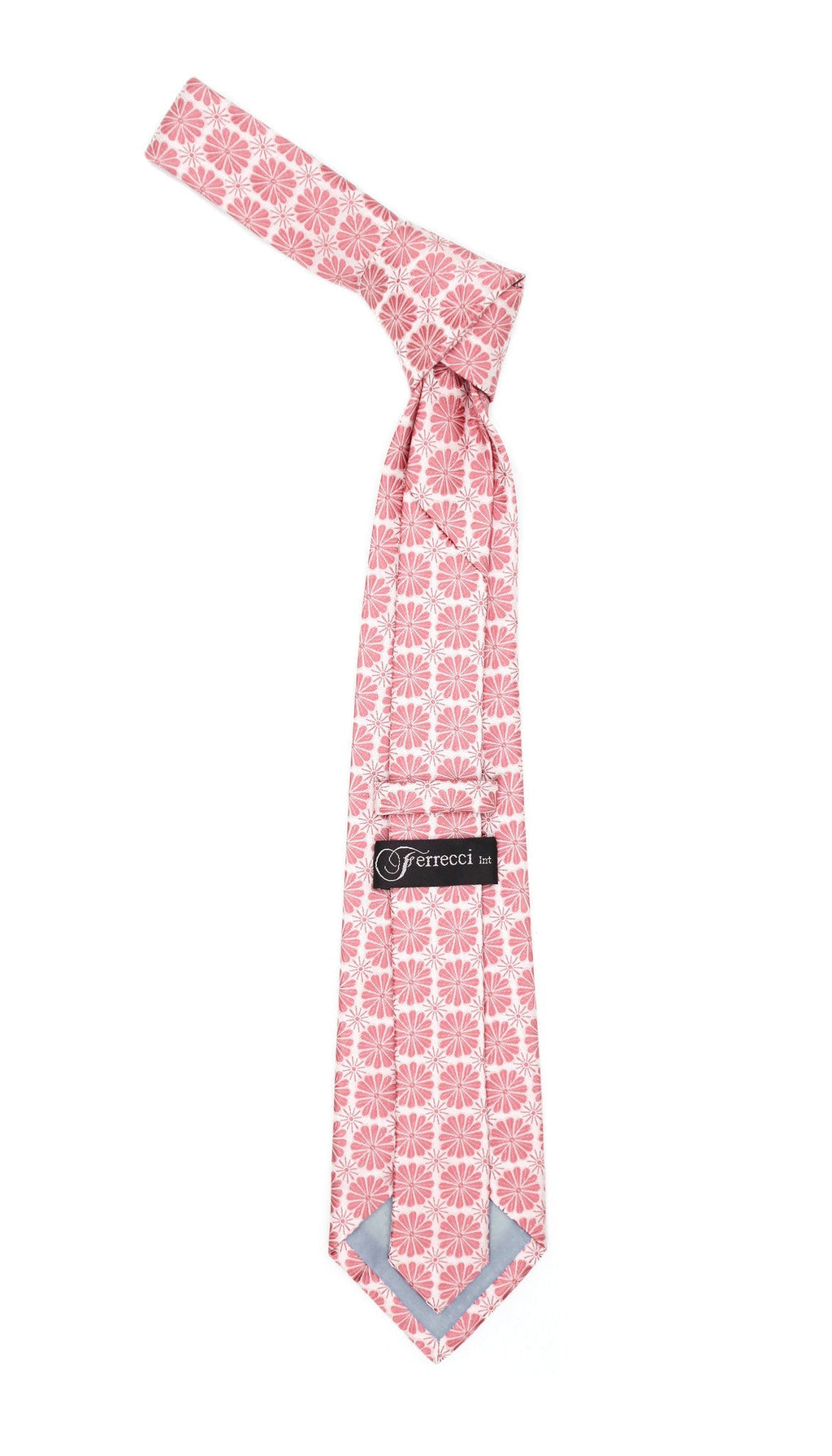Floral Pink Necktie with Handkerchief Set