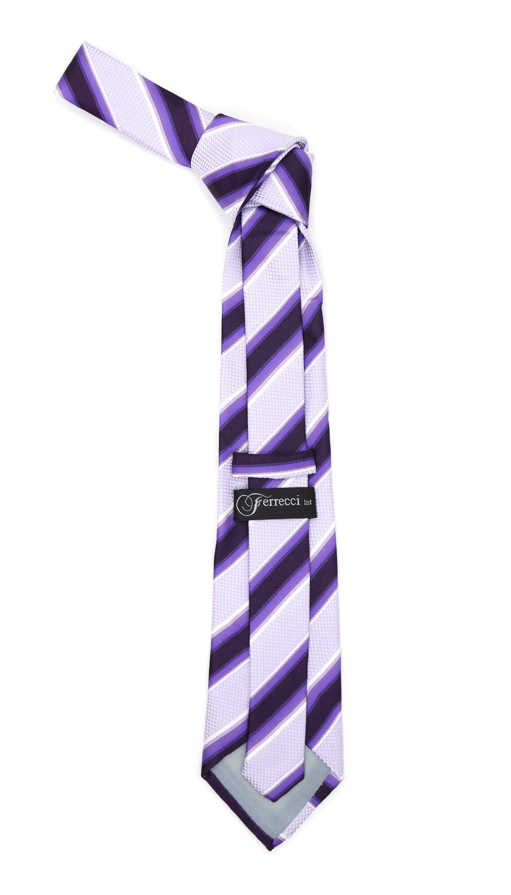 Microfiber Purple Lavender Striped Tie and Hankie Set