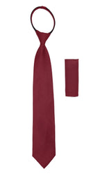Satine Burgundy Zipper Tie with Hankie Set