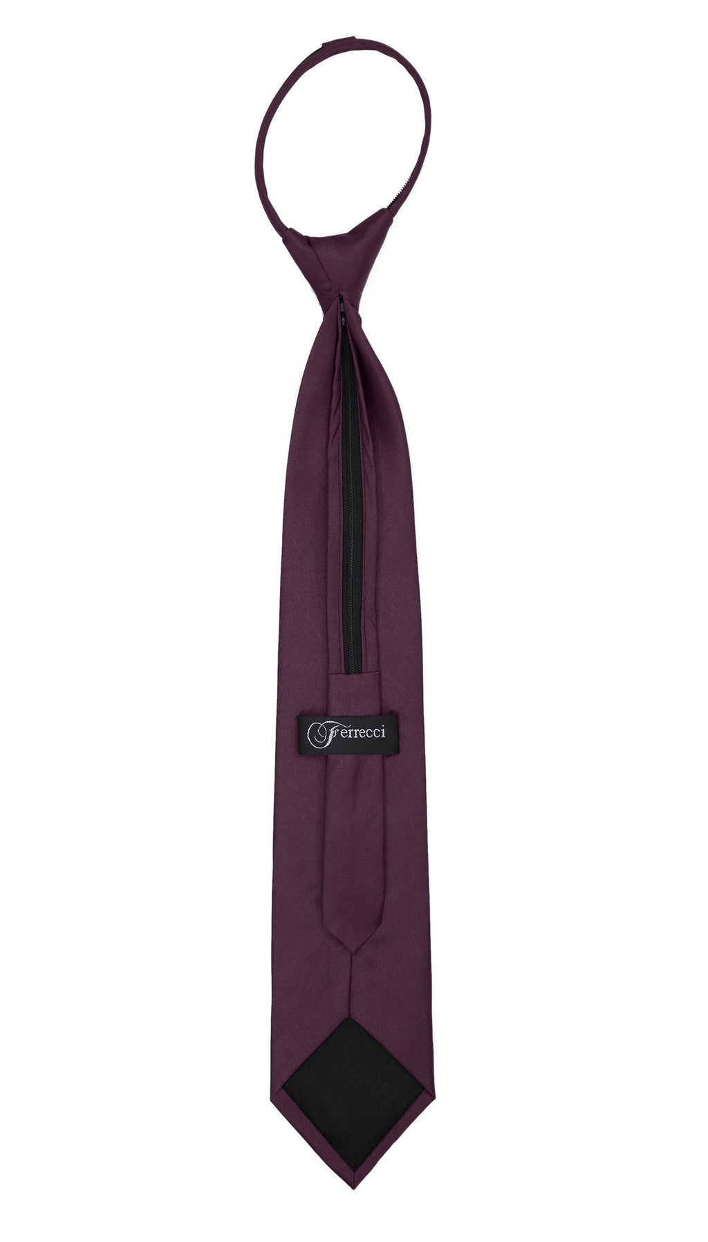 Satine Plum Zipper Tie with Hankie Set